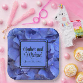 Elegante blauwe maagdenpalm elegante bloemige hort papieren bordje (Feest)