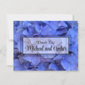 Elegante Blauwe maagdenpalm florale hortensia's Bedankkaart (Voorkant)