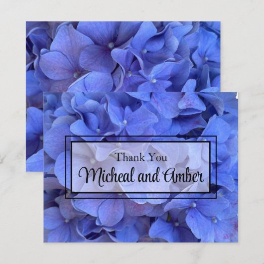 Elegante Blauwe maagdenpalm florale hortensia's Bedankkaart (Voorkant / Achterkant)