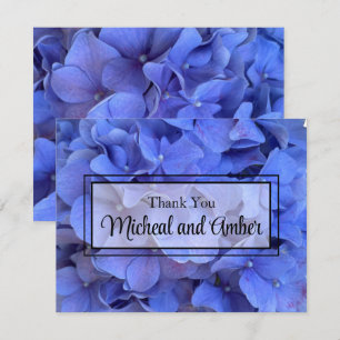 Elegante Blauwe maagdenpalm florale hortensia's Bedankkaart
