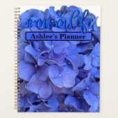 Elegante Blauwe maagdenpalm florale hortensia's Planner (Voorkant)