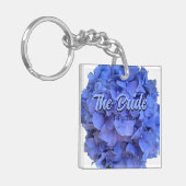 Elegante Blauwe maagdenpalm florale hortensia's Sleutelhanger (Voorkant Links)
