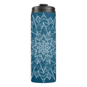 Elegante Blauwe Mandala Bloemig Thermosbeker (Voorkant)