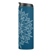 Elegante Blauwe Mandala Bloemig Thermosbeker (Geroteerd rechts)