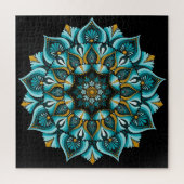 Elegante blauwe mandala | Heilige Geometrie Boho | Legpuzzel (Verticaal)