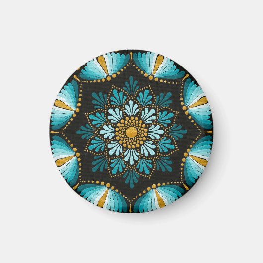 Elegante blauwe mandala | Heilige Geometrie Boho | Magneet (Voorkant)