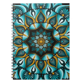 Elegante blauwe mandala | Heilige Geometrie Boho | Notitieboek