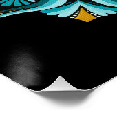 Elegante blauwe mandala | Heilige Geometrie Boho | Perfect Poster (Hoek)