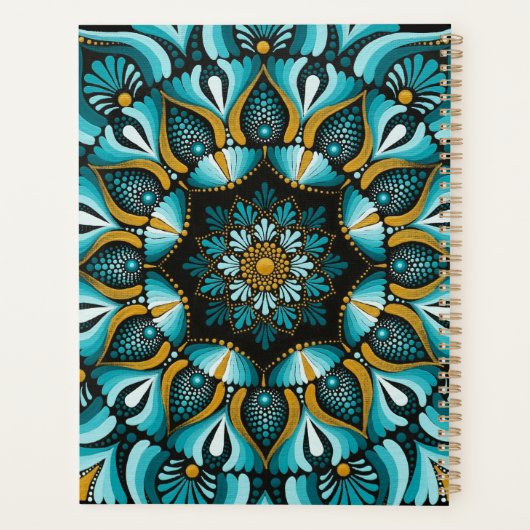 Elegante blauwe mandala | Heilige Geometrie Boho | Planner (Achterkant)
