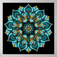 Elegante blauwe mandala | Heilige Geometrie Boho |