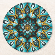 Elegante blauwe mandala | Heilige Geometrie Boho |