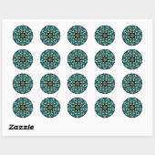 Elegante blauwe mandala | Heilige Geometrie Boho | Ronde Sticker (Vel)