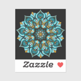 Elegante blauwe mandala | Heilige Geometrie Boho | Sticker