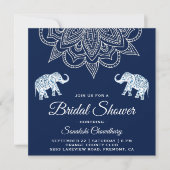 Elegante Blauwe Mandala Indiase Bruiloftsborrel Kaart (Voorkant)