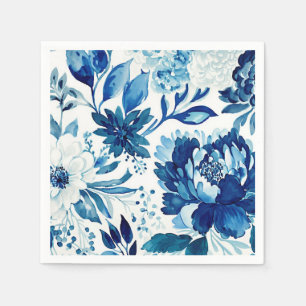 Elegante blauwe marine bloementuin. Botanische blo Servet