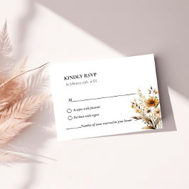 Elegante Blauwe marine Botanische Wildflower bruil RSVP Kaartje