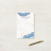 Elegante Blauwe Marine Geode Gouden Glitter Marmer Post-it® Notes (Op bureau)