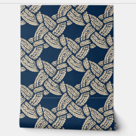 Elegante Blauwe Marine Knoopwerk Vintage Patroon Behang