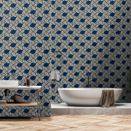 Elegante Blauwe Marine Knoopwerk Vintage Patroon Behang