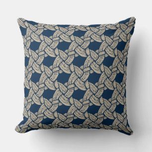 Elegante Blauwe Marine Knoopwerk Vintage Patroon Kussen