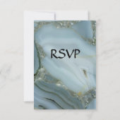 Elegante Blauwe Marmer Agate RSVP met Menu Keuzes (Achterkant)