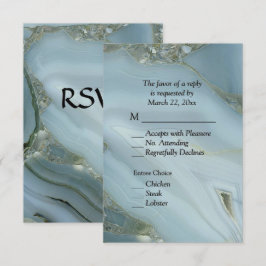Elegante Blauwe Marmer Agate RSVP met Menu Keuzes