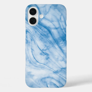 Elegante blauwe marmer iPhone 16 plus hoesje