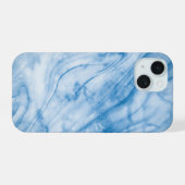 Elegante Blauwe Marmer iPhone 15 Case (Achterkant horizontaal)