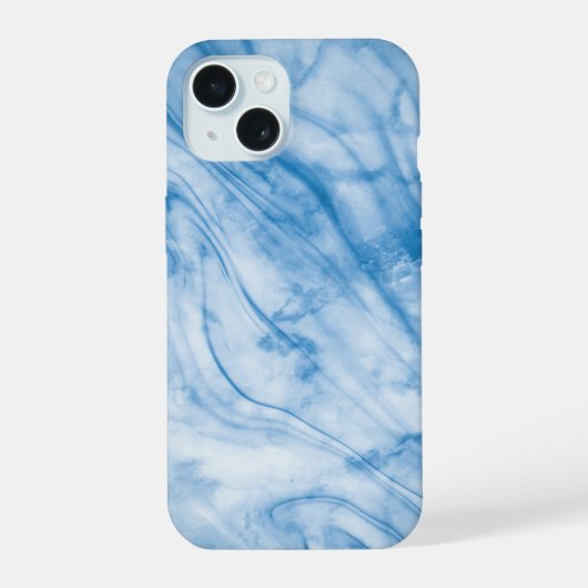 Elegante Blauwe Marmer iPhone 15 Case (Achterkant)