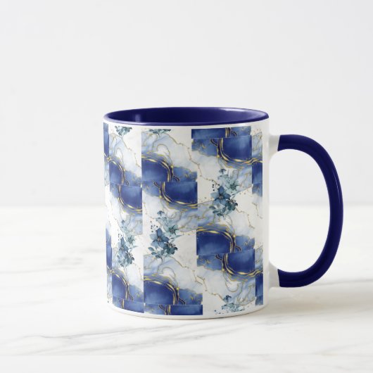 Elegante Blauwe Marmer Mok (Rechts)