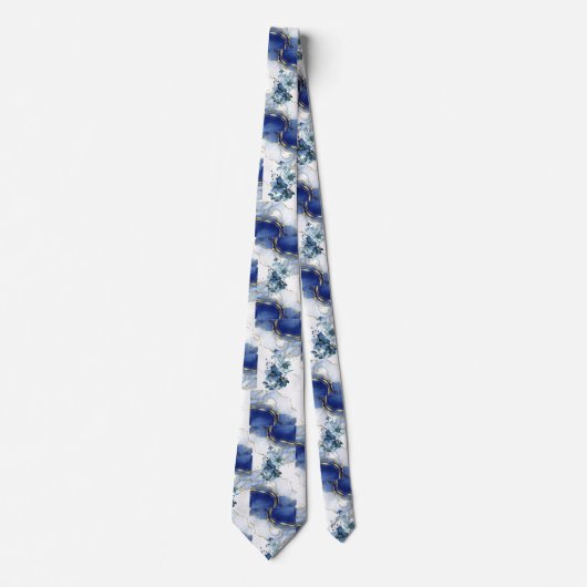 Elegante Blauwe Marmer Stropdas (Voorkant)