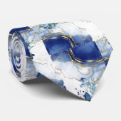 Elegante Blauwe Marmer Stropdas (Opgerold)
