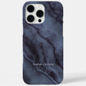 Elegante Blauwe Marmeren Aangepaste Naam Met Initi Case-Mate iPhone Case (Achterkant)