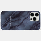 Elegante Blauwe Marmeren Aangepaste Naam Met Initi Case-Mate iPhone Case (Achterkant (horizontaal))