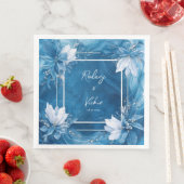 Elegante blauwe marmeren bloemen bruiloft servette servet (Insitu)