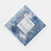 Elegante Blauwe Marmeren Bloemen Trouwservet Servet (Hoek)