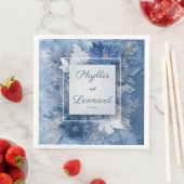 Elegante Blauwe Marmeren Bloemen Trouwservet Servet (Insitu)