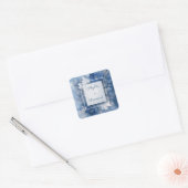 Elegante blauwe marmeren bloemenbruiloft vierkante sticker (Envelop)