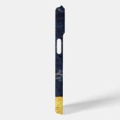 Elegante Blauwe Marmeren Gouden Monogram Case-Mate iPhone Case (Achterkant / Rechts)
