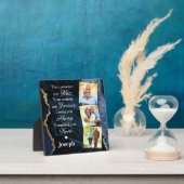 Elegante Blauwe Marmeren Herdenking 3 Foto Memoria Fotoplaat (Insitu)