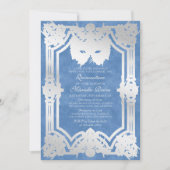Elegante blauwe Masquerade Masker Quinceanera Kaart (Voorkant)