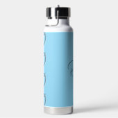 Elegante Blauwe met Naam en Initiaal Waterfles (Rechts)