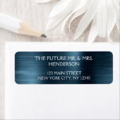 Elegante Blauwe Metalen Folie Moderne Trouwdag Etiket (Insitu)