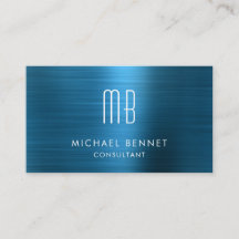 Elegante Blauwe Metallic Monogram Adviseur