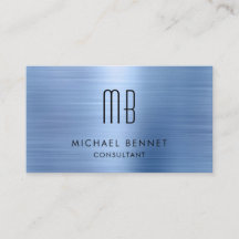 Elegante Blauwe Metallic Monogram Adviseur