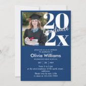 Elegante blauwe middelbare school afstudeerfeest kaart (Voorkant)