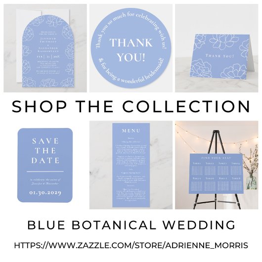 Elegante blauwe minimale botanische bruiloft uitno kaart