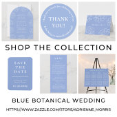 Elegante blauwe minimale botanische trouwkaart kaart