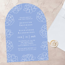 Elegante Blauwe Minimale Botanische Trouwuitnodigi