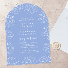 Elegante Blauwe Minimale Botanische Trouwuitnodigi Kaart